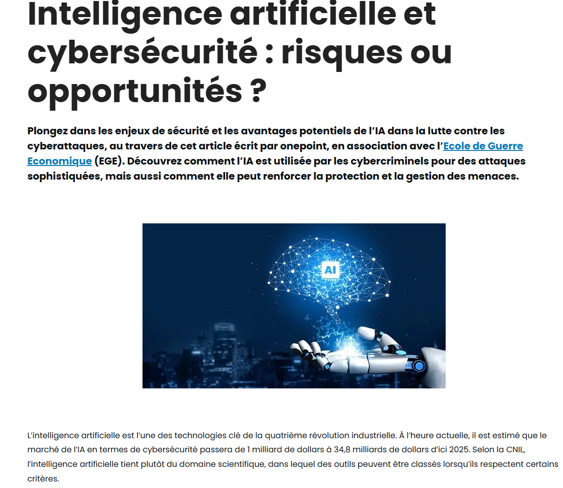 IA et Cybersécurité - Onepoint